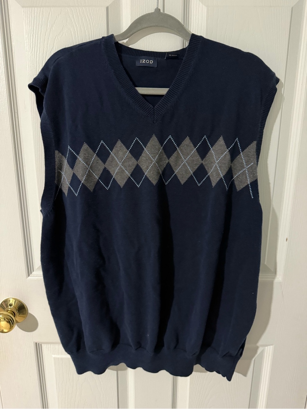 Izod Navy V-Neck Argyle Sweater Vest